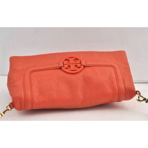 Authentic TORY BURCH Vintage Amanda Leather Shoulder Crossbody Bag Orange 9019J - Picture 6 of 16